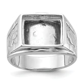 14k White Gold Men's Polished and Textured Masonic Ring Mounting (No Stone Included)