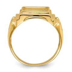 14k Men's Polished and Textured Masonic Ring Mounting (No Stone Included)