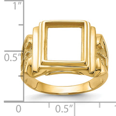 14k Men's Polished and Textured Masonic Ring Mounting (No Stone Included)