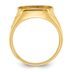 14k Men's Polished and Textured Masonic Ring Mounting (No Stone Included)