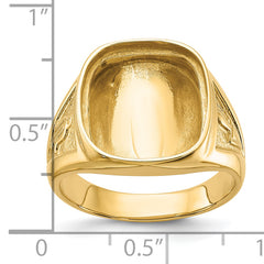 14k Men's Polished and Textured Masonic Ring Mounting (No Stone Included)