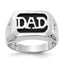 14k White Gold Rectangle Onyx and VS Diamond Mens DAD Ring