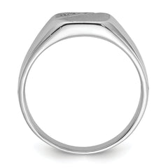14k White Gold 10.0x9.0mm Open Back Diamond Signet Ring Mounting (No Stone Included)