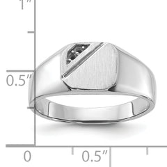 14k White Gold 10.0x9.0mm Open Back Diamond Signet Ring Mounting (No Stone Included)