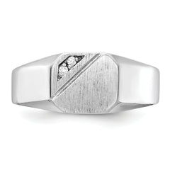 14k White Gold 10.0x9.0mm Open Back AA Diamond Signet Ring