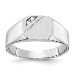 14k White Gold 10.0x9.0mm Open Back AA Diamond Signet Ring