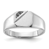 14k White Gold 10.0x9.0mm Open Back Diamond Signet Ring Mounting (No Stone Included)