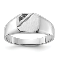 14k White Gold 10.0x9.0mm Open Back Diamond Signet Ring Mounting (No Stone Included)
