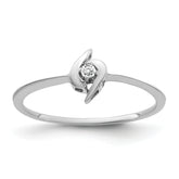 14k White Gold Polished AA Diamond Ring