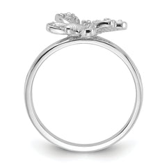 14k White Gold Polished .10ct. Diamond Butterfly Ring Mounting (No Stone Included)