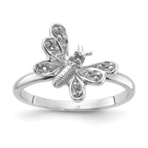 14k White Gold Polished .10ct. Diamond Butterfly Ring Mounting (No Stone Included)