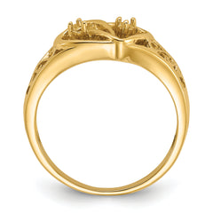 14k Polished .05ct. Diamond Heart Ring Mounting (No Stone Included)