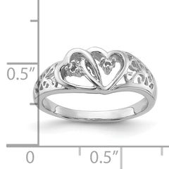 14k White Gold Polished .05ct. Diamond Heart Ring Mounting (No Stone Included)
