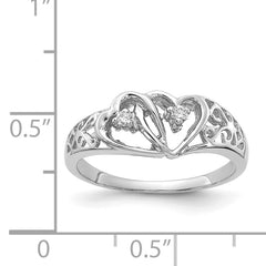 14k White Gold AA Diamond heart ring