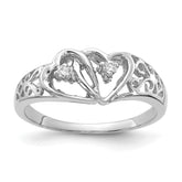 14k White Gold AA Diamond heart ring