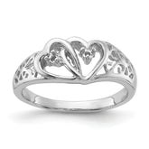 14k White Gold Polished .05ct. Diamond Heart Ring Mounting (No Stone Included)