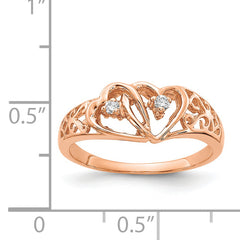 14k Rose Gold AA Diamond heart ring