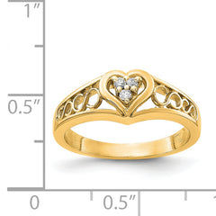 14k Polished AA Diamond Heart Ring