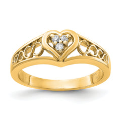 14k Polished AA Diamond Heart Ring