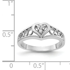 14k White Gold AA Diamond heart ring