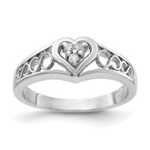 14k White Gold AA Diamond heart ring