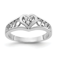 14k White Gold AA Diamond heart ring