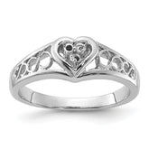 14k White Gold Polished .05ct. Diamond Heart Ring Mounting (No Stone Included)