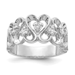 14k White Gold AA Diamond heart ring