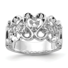 14k White Gold Polished .30ct. Diamond Heart Ring Mounting (No Stone Included)