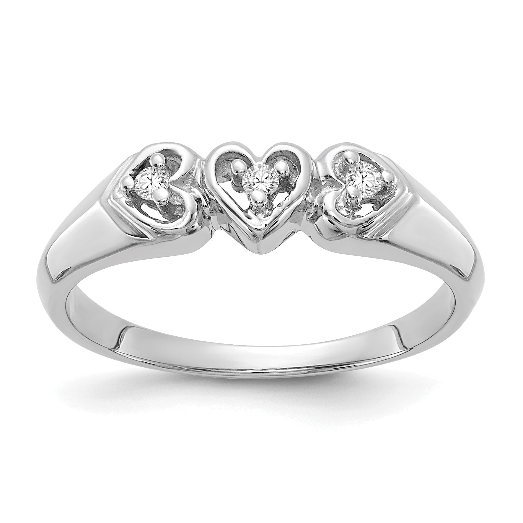 14k White Gold AA Diamond heart ring