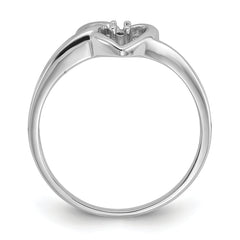 14k White Gold Polished .03ct. Diamond Heart Ring Mounting (No Stone Included)