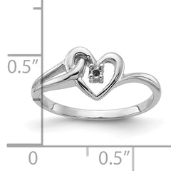 14k White Gold Polished .03ct. Diamond Heart Ring Mounting (No Stone Included)