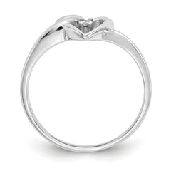 14k White Gold Polished AA Diamond heart ring