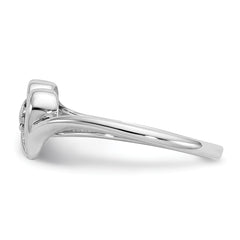 14k White Gold Polished AA Diamond heart ring