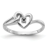 14k White Gold Polished .03ct. Diamond Heart Ring Mounting (No Stone Included)