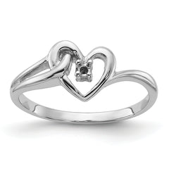 14k White Gold Polished .03ct. Diamond Heart Ring Mounting (No Stone Included)