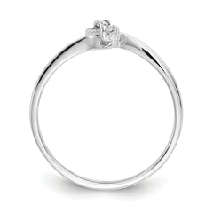 14k White Gold Polished AA Diamond heart ring