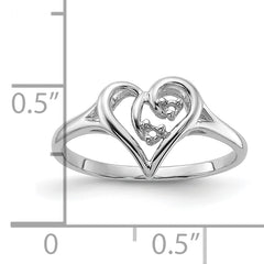 14k White Gold Polished Heart Ring Mounting (No Stone Included)