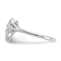 14k White Gold Polished AA Diamond Heart Ring