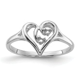 14k White Gold Polished Heart Ring Mounting (No Stone Included)
