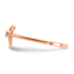 14k Rose Gold Polished AA Diamond Heart Ring