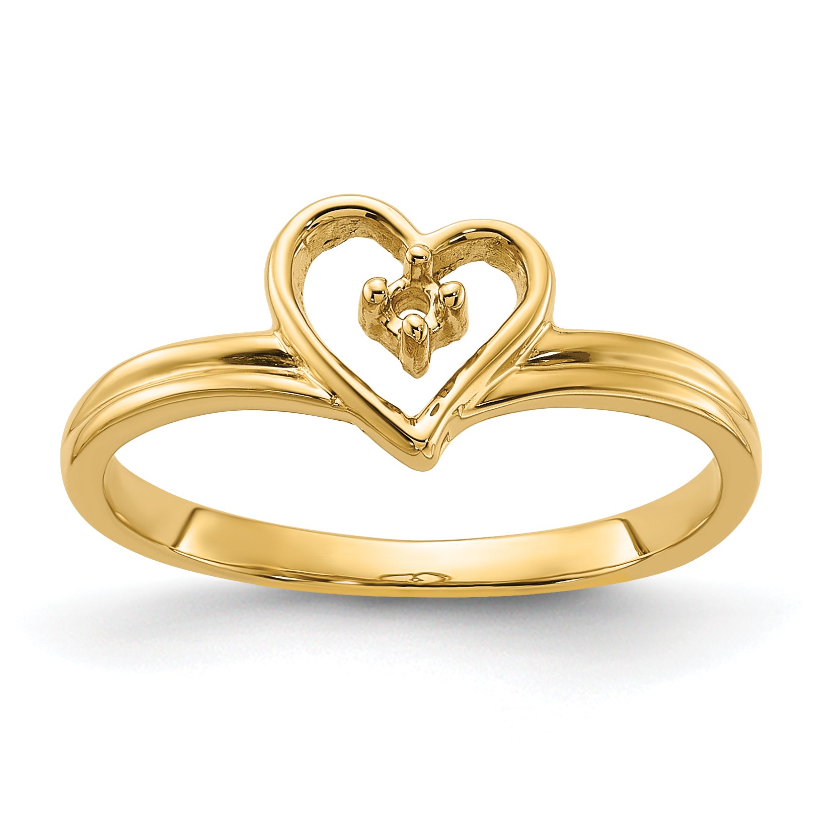 14k Polished .03ct. Diamond Heart Ring Mounting (No Stone Included)