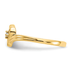 14k Polished AA Diamond heart ring