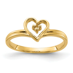 14k Polished .03ct. Diamond Heart Ring Mounting (No Stone Included)