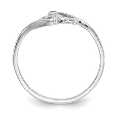 14k White Gold Polished AA Diamond Heart Ring