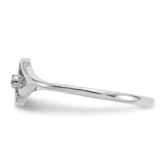 14k White Gold Polished AA Diamond Heart Ring