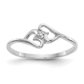 14k White Gold Polished AA Diamond Heart Ring