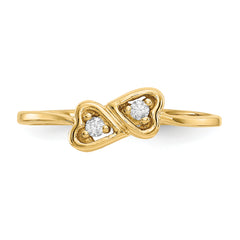 14k Polished AA Diamond heart ring