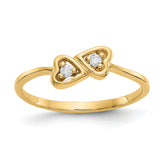 14k Polished AA Diamond heart ring