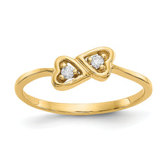 14k Polished AA Diamond heart ring